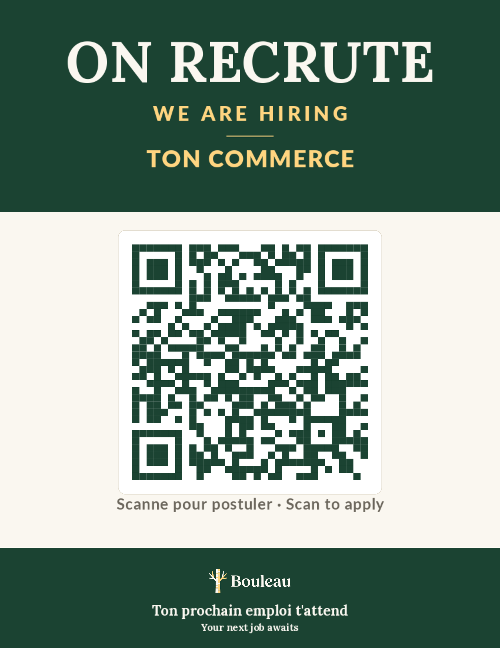 Affiche ON RECRUTE avec code QR